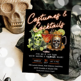 Convites Skull Halloween Cocktails & Costumes Party