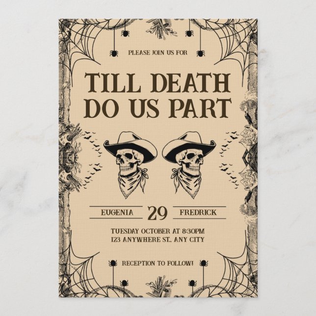 Convites Skull Romance Till Death Do Us Part Wedding (Frente)