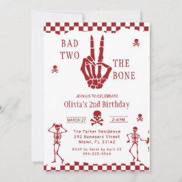 Convites Skull Skeleton Bad to the Bone 2nd Birthday