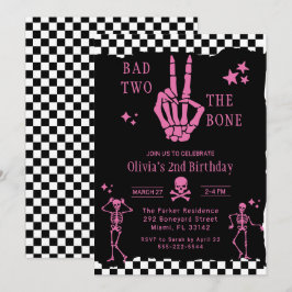 Convites Skull Skeleton Bad to the Bone 2nd Birthday