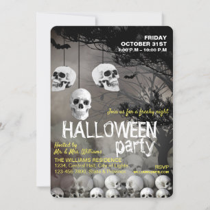 Convites Skull Skeleton Halloween Party