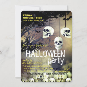 Convites Skull Skeleton Halloween Party