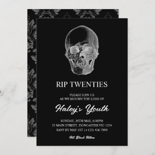 Convites Skull Spooky RIP 20 anos aniversário de 30 anos en