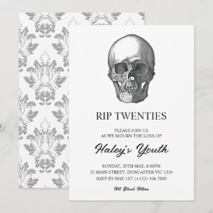 Convites Skull Spooky RIP 20 anos aniversário de 30 anos en