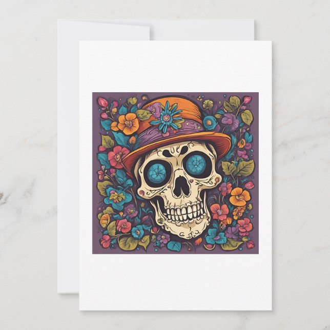 Convites skull with flowers (Frente)