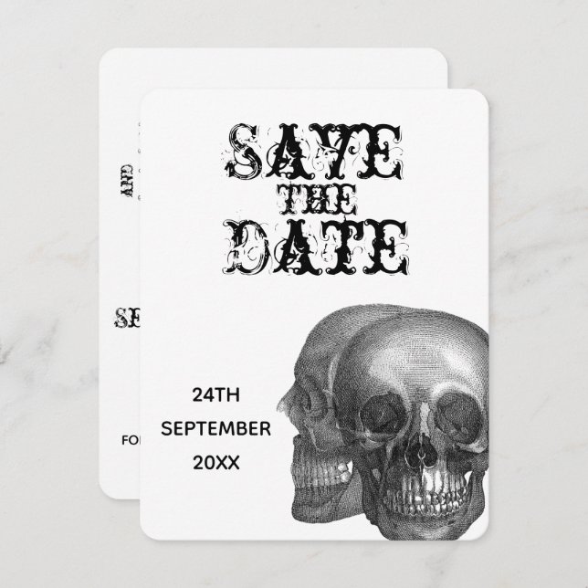 Convites Skulls Gothic Casando Salve A Data (Frente/Verso)
