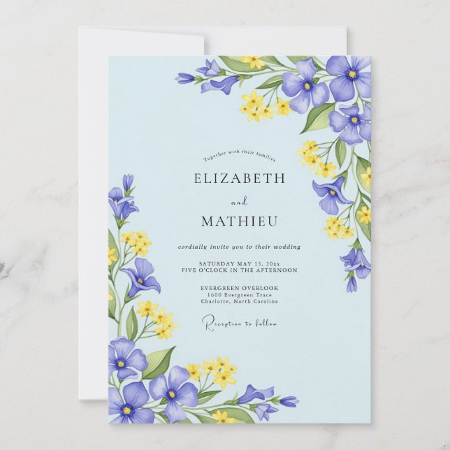 Convites Sky Blue Airy Spring Wedding (Frente)