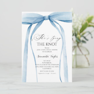 Convites Sky-Blue Bow She's Tying the Knot Bridal Shower