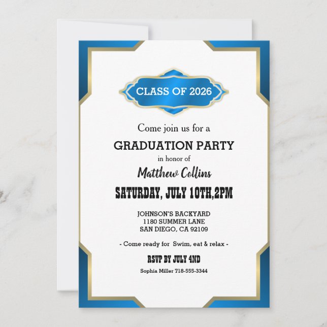 Convites Sky Blue Graduation Invitation (Frente)
