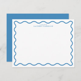 Convites Sky Blue Modern Wavy Border Note Card