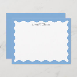 Convites Sky Blue Wavy Frame Note Card