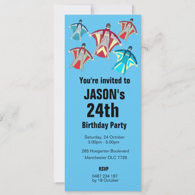 Convites Skydiving de macacão (Frente)