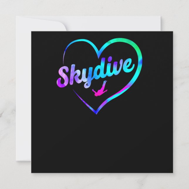 Convites Skydiving Skydive Heart Watercolor (Frente)