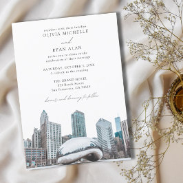 Convites Skyline Black & White do Casamento Moderno de Chic