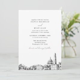 Convites Skyline Black & White Weding Modern Washington DC