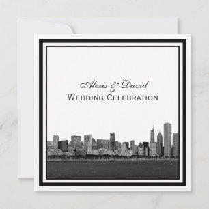 Convites Skyline Chicago Engravidou Casamento Frame