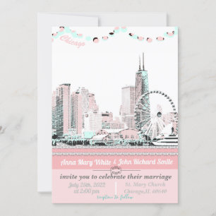 Convites Skyline de Chicago Elegante Moderno
