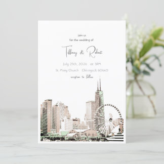 Convites Skyline de Chicago Moderno Elegante