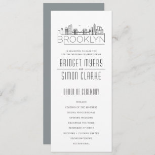 Convites Skyline Estilizado do Brooklyn   Programa Casament