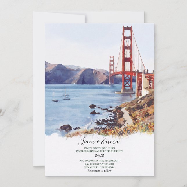 Convites Skyline Scenic San Francisco Wedding Invitation (Frente)