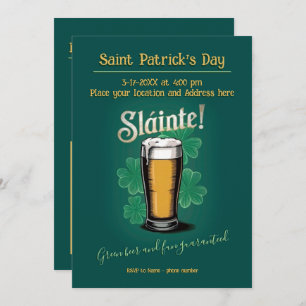 Convites Slàinte! Pint de Cerveja no Dia de São Patrício em