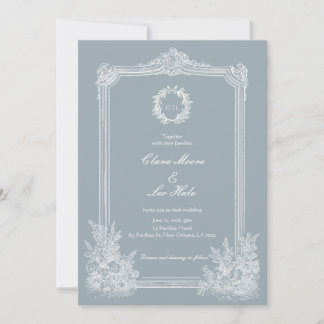 Convites Slate Blue French Country Wedding Photo