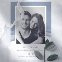 Slate Blue Ombre Watercolor Casamento Salva a Data