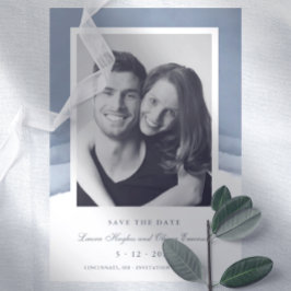 Convites Slate Blue Ombre Watercolor Casamento Salva a Data