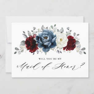 Convites Slate Burgundy Ivory será minha Madrinha de casame