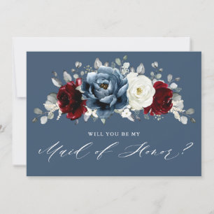 Convites Slate Burgundy Ivory será minha Madrinha de casame