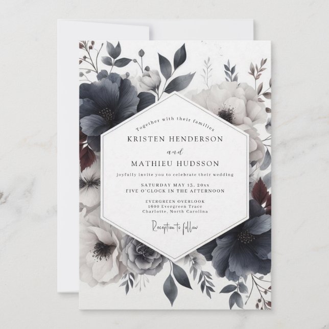 Convites Slate Dusky Bloom Wedding (Frente)