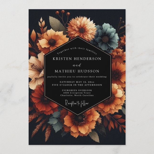 Convites Slate Marigold Autumnal Wedding (Frente)
