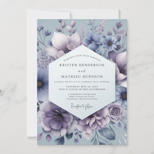 Convites Slate Mystic Bloom Wedding (Frente)
