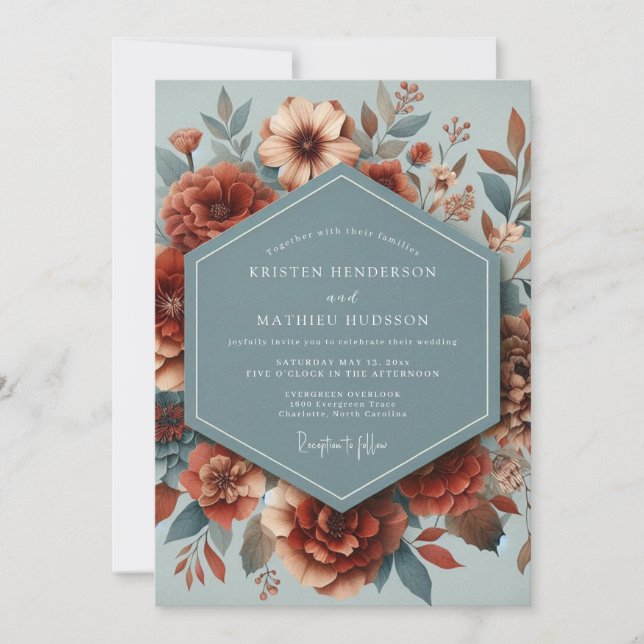 Convites Slate Paprika Autumnal Wedding (Frente)