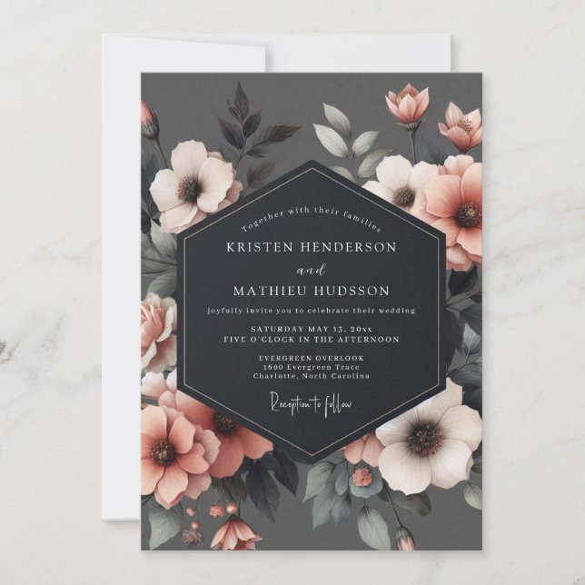 Convites Slate Petal Twilight Wedding (Frente)