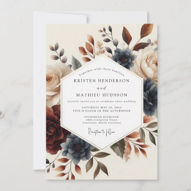 Convites Slate Russet Autumnal Wedding (Frente)