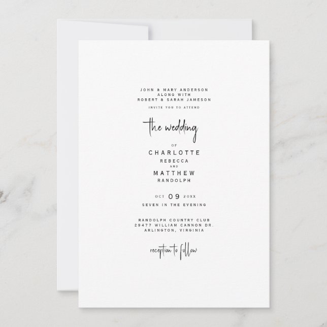 Convites Sleek e Simples Ambos Estabelecem Casamento entre  (Frente)