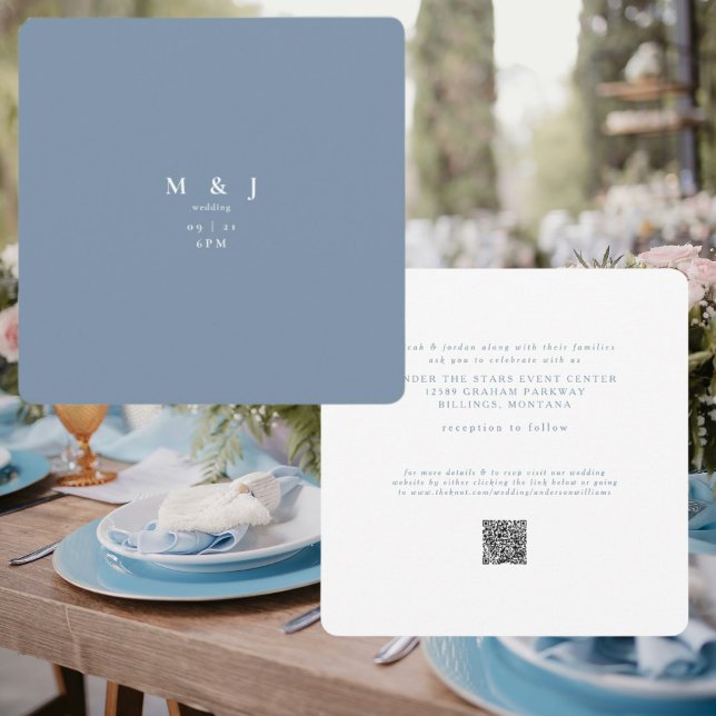 Convites Sleek & Simple Modern Periwinkle Rounded Wedding (Criador carregado)