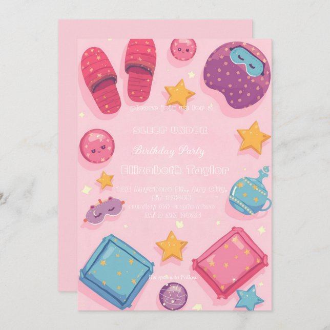 Convites Sleep Under Party  Invitation (Frente/Verso)