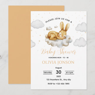 Convites Sleeping Bunny Baby Shower Invitation