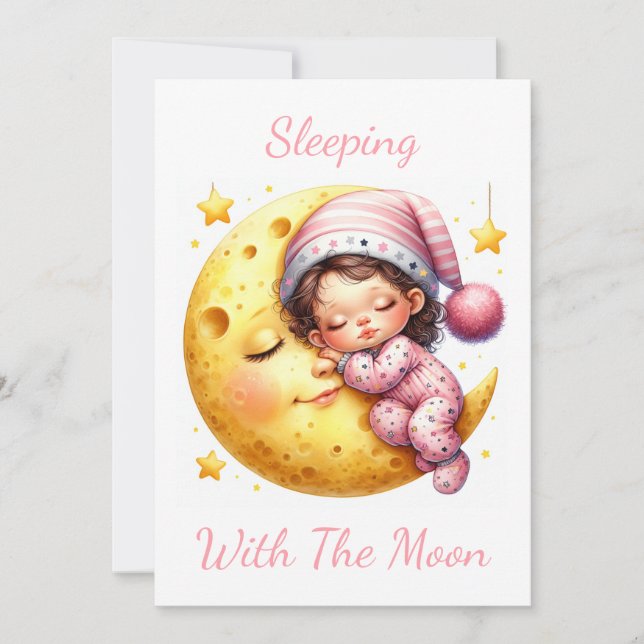 Convites Sleeping with the Moon Girl's Baby Shower (Frente)