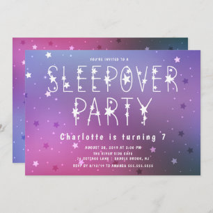 Convites Sleepover das meninas da noite estrelado