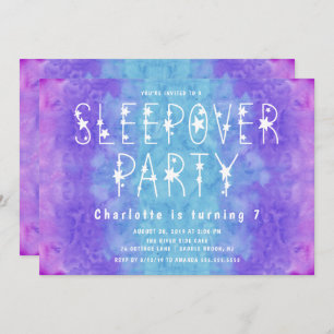 Convites Sleepover estrelado das meninas da aguarela azul