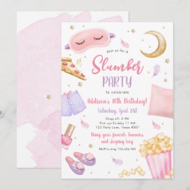 Convites Sleepover Girl Spa Pink Birthday