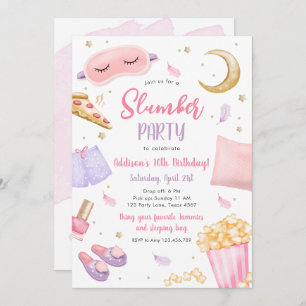 Convites Sleepover Girl Spa Pink Birthday