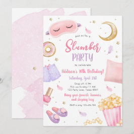 Convites Sleepover Girl Spa Pink Birthday Inv