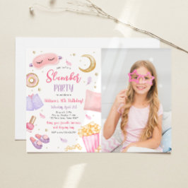 Convites Sleepover Girl Spa Pink Birthday Inv