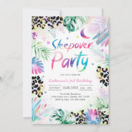 Convites Sleepover Leopard Party Birthday Invitation