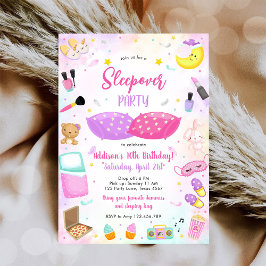 Convites Sleepover Party Girl Spa Pink Birthday Invitation