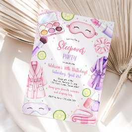 Convites Sleepover Party Girl Spa Pink Birthday Invitation